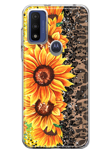 Motorola Moto G Pure 2021 G Power 2022 Yellow Summer Sunflowers Brown Leopard Honeycomb Hybrid Protective Phone Case Cover