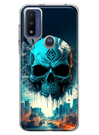 Motorola Moto G Pure Blue Apocalypse Cyberpunk Skull Feather Double Layer Phone Case Cover