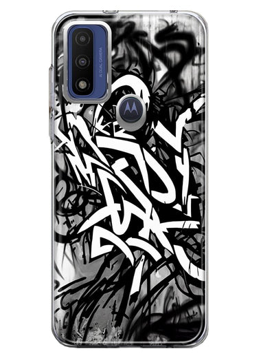 Motorola Moto G Play 2023 Black White Urban Graffiti Hybrid Protective Phone Case Cover