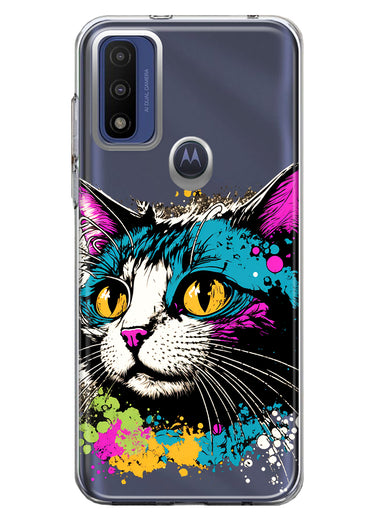 Motorola Moto G Pure Cool Cat Oil Paint Pop Art Hybrid Protective Phone Case Cover
