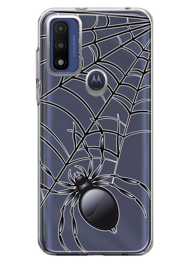Motorola Moto G Play 2023 Creepy Black Spider Web Halloween Horror Spooky Hybrid Protective Phone Case Cover