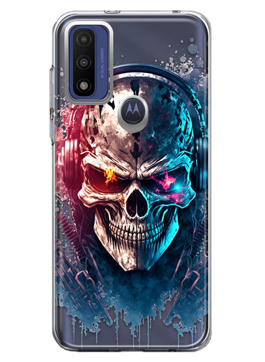 Motorola Moto G Pure Cyberpunk Machine Headphones Skull Double Layer Phone Case Cover