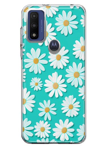 Motorola Moto G Pure Turquoise Teal White Daisies Cute Daisy Polka Dots Double Layer Phone Case Cover
