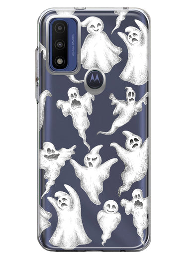 Motorola Moto G Play 2023 Cute Halloween Spooky Floating Ghosts Horror Scary Hybrid Protective Phone Case Cover