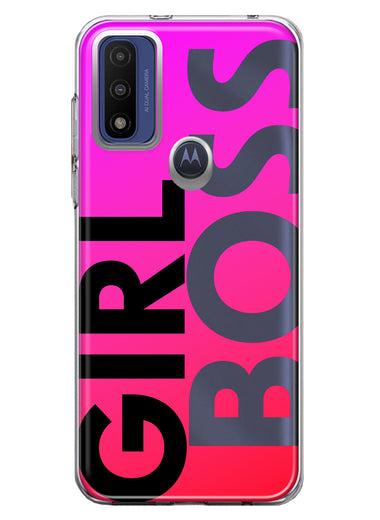 Motorola Moto G Pure 2021 G Power 2022 Pink Clear Funny Text Quote Girl Boss Hybrid Protective Phone Case Cover