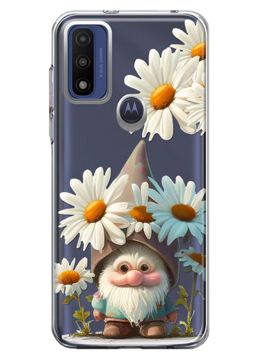 Motorola Moto G Pure 2021 G Power 2022 Cute Gnome White Daisy Flowers Floral Hybrid Protective Phone Case Cover
