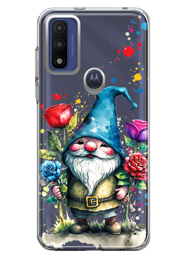 Motorola Moto G Pure 2021 G Power 2022 Gnome Red Purple Blue Roses Garden Hybrid Protective Phone Case Cover