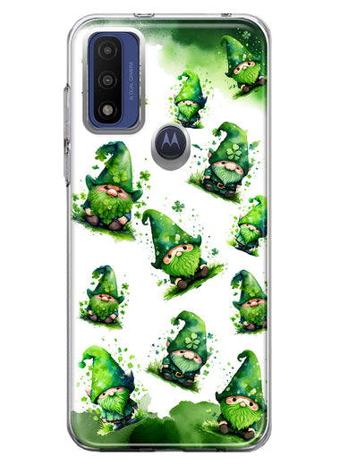 Motorola Moto G Play 2023 Gnomes Shamrock Lucky Green Clover St. Patrick Hybrid Protective Phone Case Cover