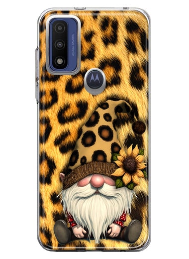 Motorola Moto G Play 2023 Gnome Sunflower Leopard Hybrid Protective Phone Case Cover