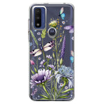 Motorola Moto G Play 2023 Lavender Dragonfly Butterflies Spring Flowers Hybrid Protective Phone Case Cover