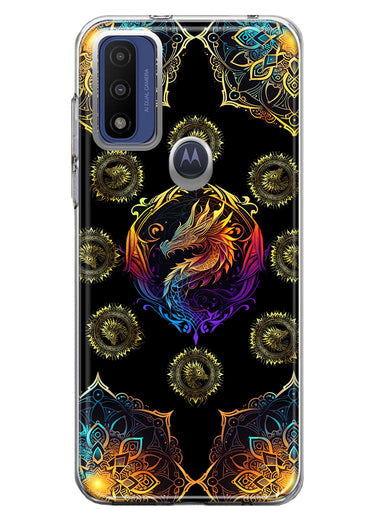 Motorola Moto G Play 2023 Mandala Geometry Abstract Dragon Pattern Hybrid Protective Phone Case Cover