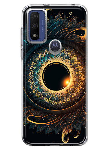 Motorola Moto G Play 2023 Mandala Geometry Abstract Eclipse Pattern Hybrid Protective Phone Case Cover