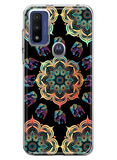 Motorola Moto G Play 2023 Mandala Geometry Abstract Elephant Pattern Hybrid Protective Phone Case Cover