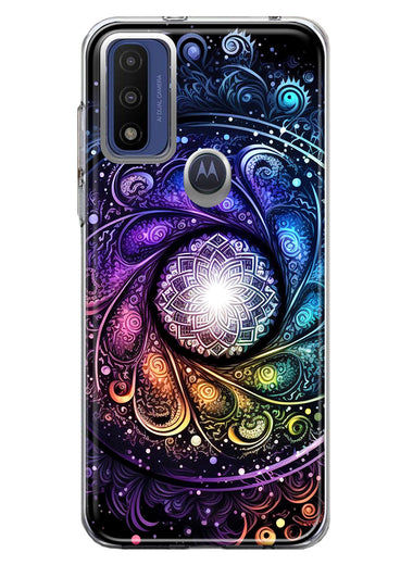 Motorola Moto G Play 2023 Mandala Geometry Abstract Galaxy Pattern Hybrid Protective Phone Case Cover