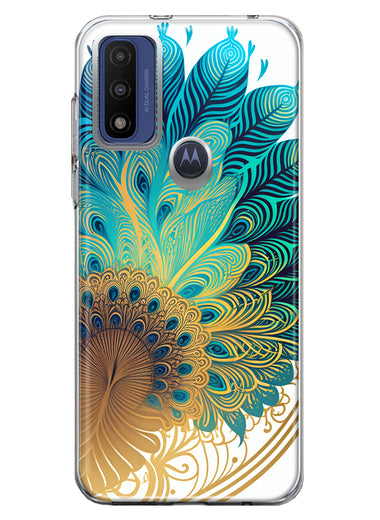 Motorola Moto G Play 2023 Mandala Geometry Abstract Peacock Feather Pattern Hybrid Protective Phone Case Cover