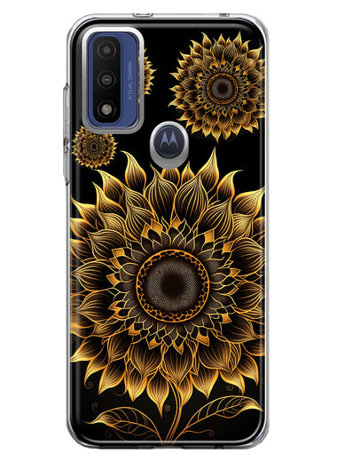 Motorola Moto G Play 2023 Mandala Geometry Abstract Sunflowers Pattern Hybrid Protective Phone Case Cover