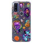 Motorola Moto G Play 2023 Cute Halloween Spooky Horror Scary Neon Characters Hybrid Protective Phone Case Cover