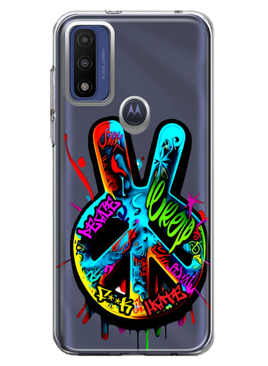 Motorola Moto G Play 2023 Peace Graffiti Painting Art Hybrid Protective Phone Case Cover
