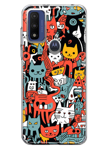 Motorola Moto G Pure 2021 G Power 2022 Psychedelic Cute Cats Friends Pop Art Hybrid Protective Phone Case Cover