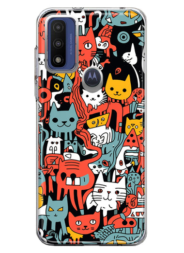 Motorola Moto G Play 2023 Psychedelic Cute Cats Friends Pop Art Hybrid Protective Phone Case Cover