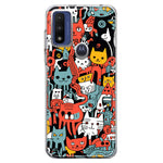 Motorola Moto G Play 2023 Psychedelic Cute Cats Friends Pop Art Hybrid Protective Phone Case Cover