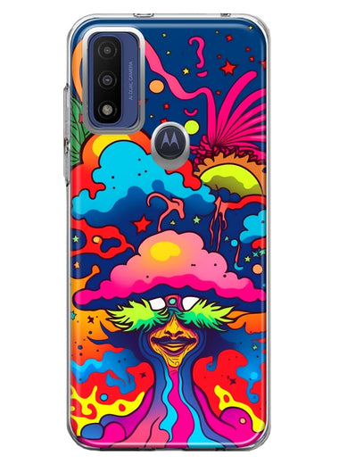 Motorola Moto G Play 2023 Neon Rainbow Psychedelic Trippy Hippie Bomb Star Dream Hybrid Protective Phone Case Cover