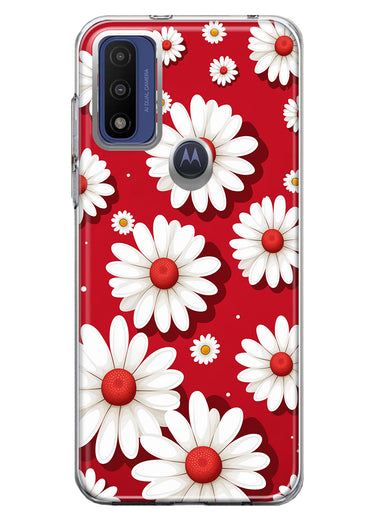 Motorola Moto G Pure Cute White Red Daisies Polkadots Double Layer Phone Case Cover