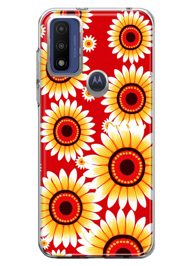 Motorola Moto G Pure Yellow Sunflowers Polkadot on Red Double Layer Phone Case Cover