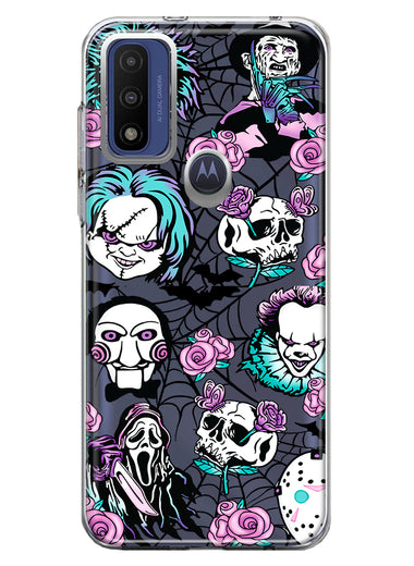 Motorola Moto G Pure 2021 G Power 2022 Roses Halloween Spooky Horror Characters Spider Web Hybrid Protective Phone Case Cover