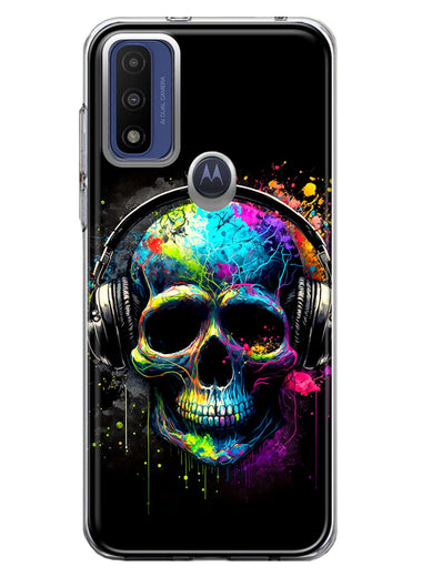 Motorola Moto G Play 2023 Fantasy Skull Headphone Colorful Pop Art Hybrid Protective Phone Case Cover