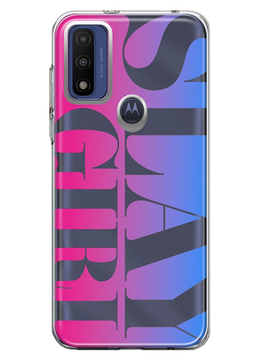 Motorola Moto G Pure 2021 G Power 2022 Pink Blue Clear Funny Text Quote Slay Girl Hybrid Protective Phone Case Cover