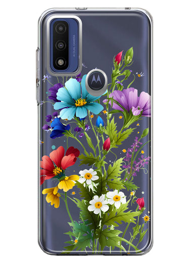 Motorola Moto G Pure G Power 2022 Purple Yellow Red Spring Flowers Floral Hybrid Protective Phone Case Cover