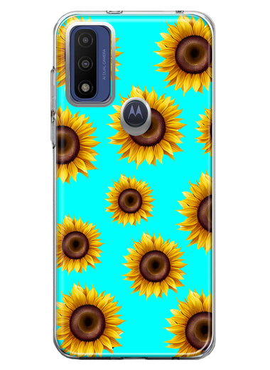 Motorola Moto G Pure Yellow Sunflowers Polkadot on Turquoise Teal Double Layer Phone Case Cover