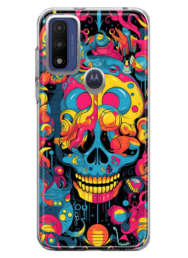 Motorola Moto G Pure 2021 G Power 2022 Psychedelic Trippy Death Skull Pop Art Hybrid Protective Phone Case Cover