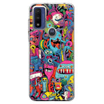 Motorola Moto G Play 2023 Psychedelic Trippy Happy Aliens Characters Hybrid Protective Phone Case Cover