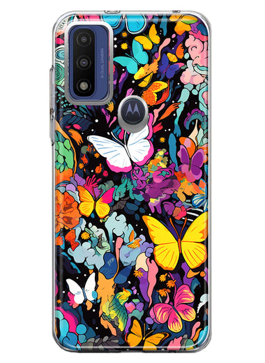 Motorola Moto G Pure 2021 G Power 2022 Psychedelic Trippy Butterflies Pop Art Hybrid Protective Phone Case Cover
