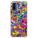 Motorola Moto G Pure 2021 G Power 2022 Psychedelic Trippy Happy Characters Pop Art Hybrid Protective Phone Case Cover