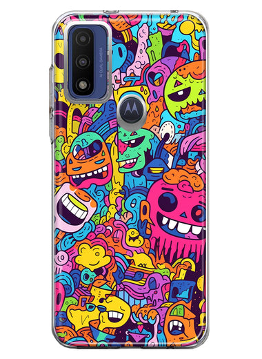 Motorola Moto G Play 2023 Psychedelic Trippy Happy Characters Pop Art Hybrid Protective Phone Case Cover