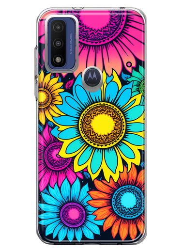 Motorola Moto G Pure Vintage Colorful Abstract Sunflowers Floral Double Layer Phone Case Cover