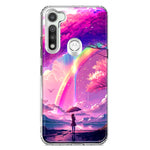 Motorola Moto G Fast Kawaii Manga Pink Cherry Blossom Japanese Rainbow Girl Hybrid Protective Phone Case Cover
