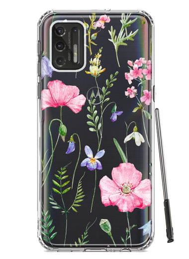 Motorola Moto G Stylus 4G 2021 Spring Pastel Wild Flowers Summer Classy Elegant Beautiful Hybrid Protective Phone Case Cover