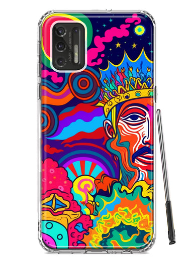 Motorola Moto G Stylus 2021 Neon Rainbow Psychedelic Indie Hippie Indie King Hybrid Protective Phone Case Cover