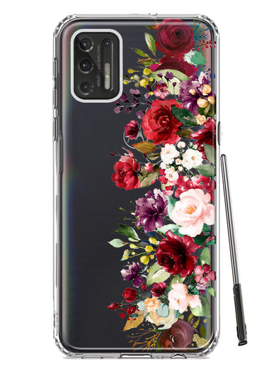 Motorola Moto G Stylus 4G 2021 Red Summer Watercolor Floral Bouquets Ruby Flowers Hybrid Protective Phone Case Cover