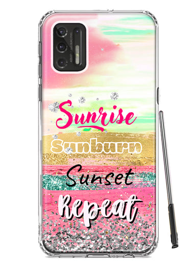 Motorola Moto G Stylus 4G 2021 Summer Brush Strokes Sunrise Sunburn Sunset Repeat Hybrid Protective Phone Case Cover