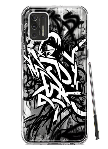 Motorola Moto G Stylus 4G 2021 Black White Urban Graffiti Hybrid Protective Phone Case Cover