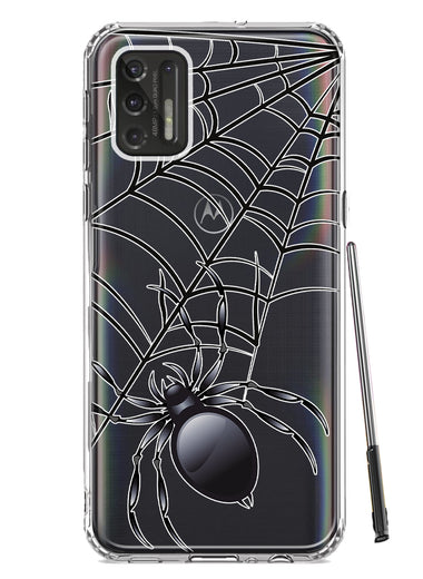 Motorola Moto G Stylus 4G 2021 Creepy Black Spider Web Halloween Horror Spooky Hybrid Protective Phone Case Cover