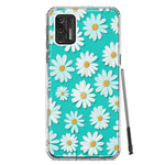 Motorola Moto G Stylus 2021 Turquoise Teal White Daisies Cute Daisy Polka Dots Double Layer Phone Case Cover