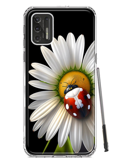 Motorola Moto G Stylus 2021 Cute White Daisy Red Ladybug Double Layer Phone Case Cover