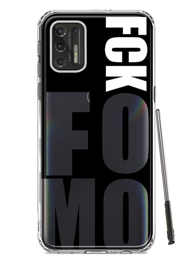 Motorola Moto G Stylus 4G 2021 Black Clear Funny Text Quote Fckfomo Hybrid Protective Phone Case Cover