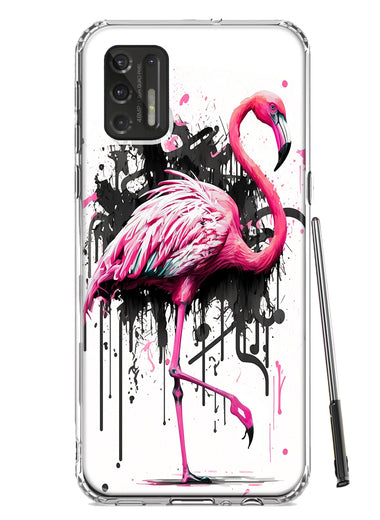 Motorola Moto G Stylus 4G 2021 Pink Flamingo Painting Graffiti Hybrid Protective Phone Case Cover